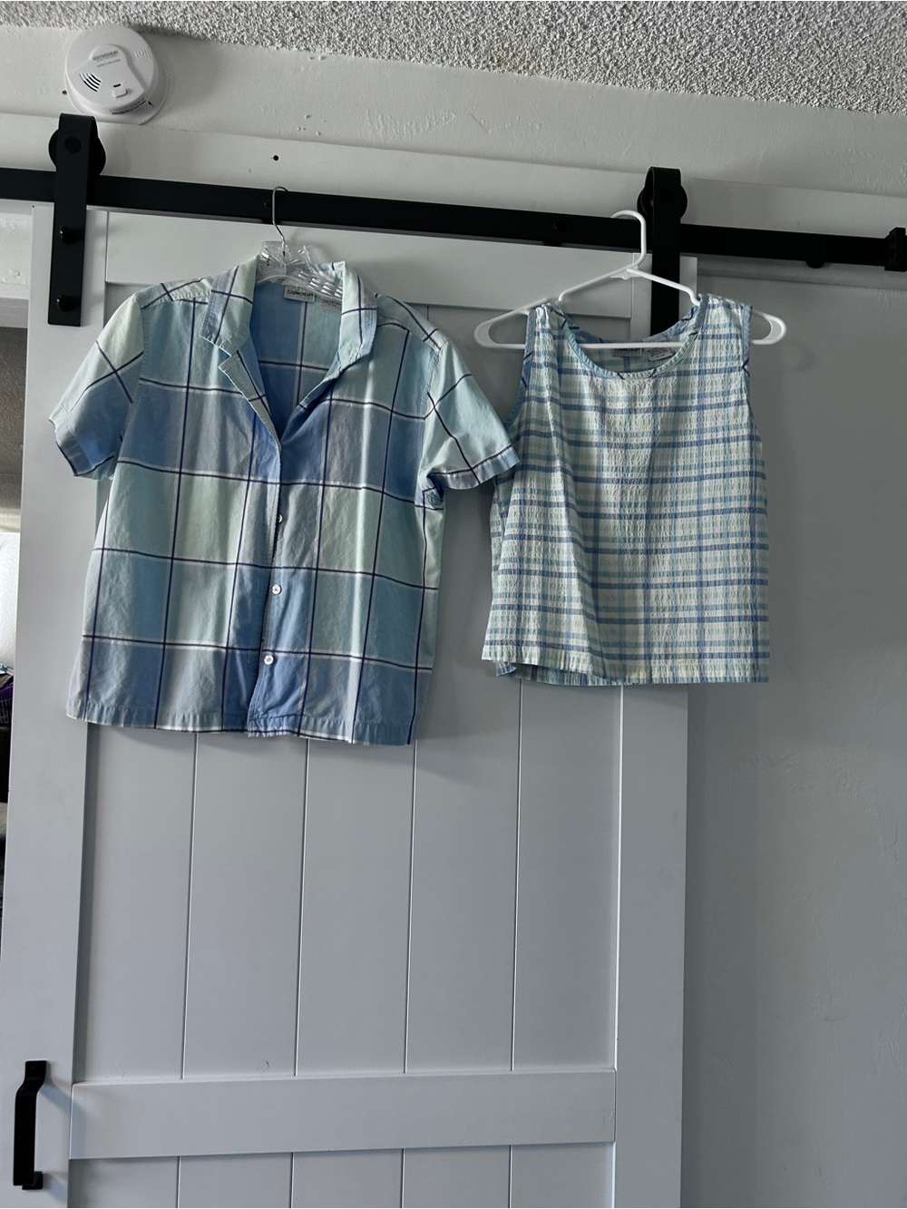 Cabin Creek Light Blue & Mint Plaid Shirt and Tank Set